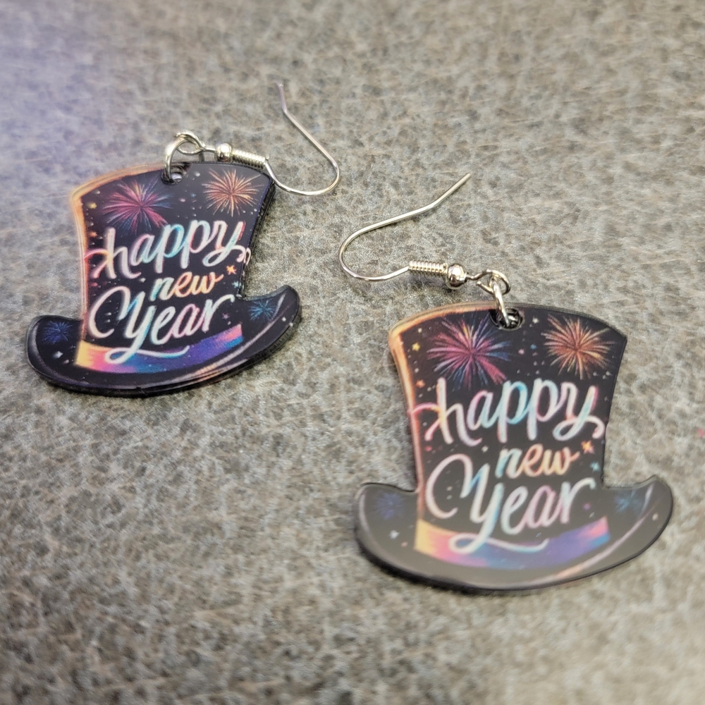 Festive New Year Top Hat Earrings